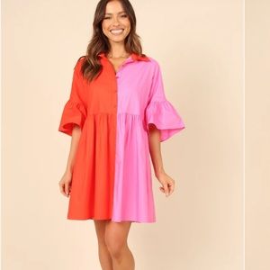 Petal and pup Didi frill mini dress pink/red